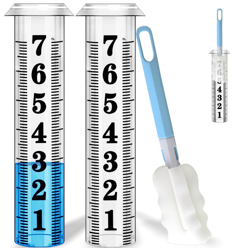 Asenron Rain Gauge Replacement Tube, Accurate Rain Gauges Outdoors Best Rated, 7"" Capacity Rain Gauge Tube Replacement for Yard & Garden, Water Gauge for Rain, 2 Plastic Rainfall Meter Tube with 1 Clean Brush - Image 1